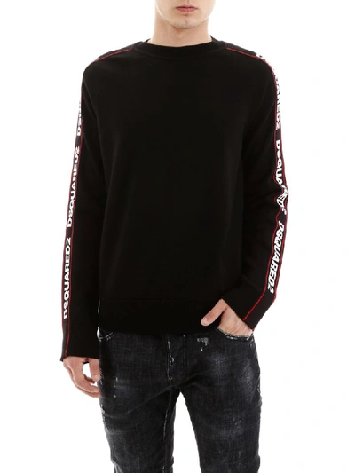 Shop Dsquared2 Pullover With Logo Bands In Black White Red (black)