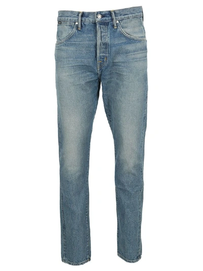 Shop Tom Ford Tapered Jeans In Blue Mid