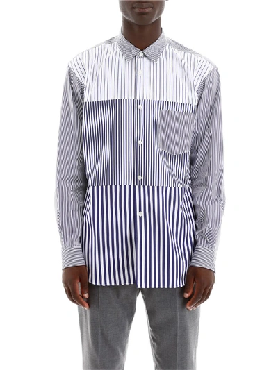 Shop Comme Des Garçons Shirt Striped Shirt In Navy Mix (blue)
