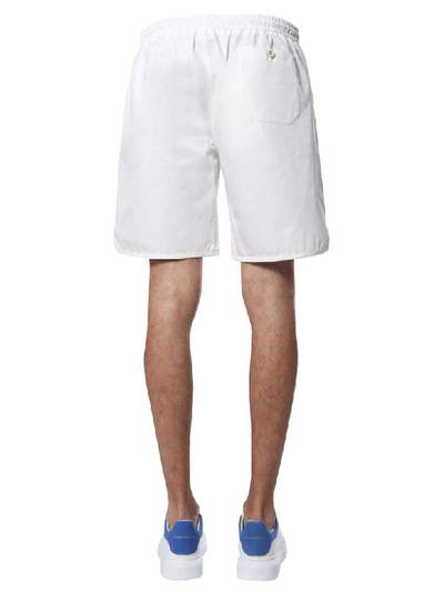 Shop Alexander Mcqueen Logo Patch Shorts In Bianco