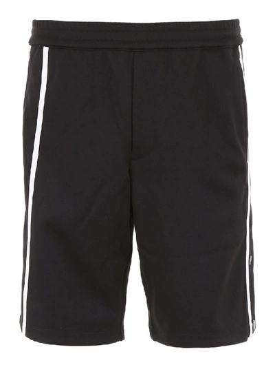 Shop Helmut Lang Bermuda Shorts With Bands In Black White (black)