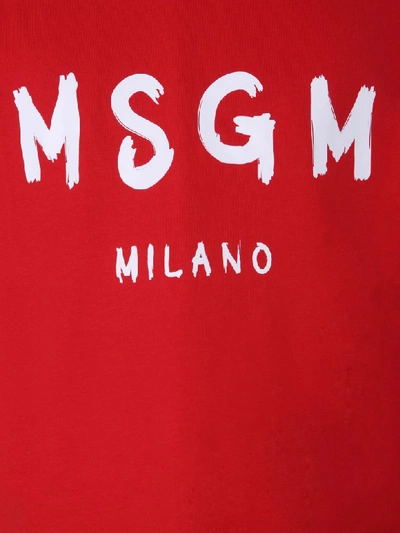 Shop Msgm Round Neck T-shirt In Rosso