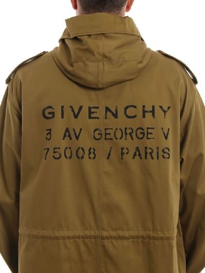 Shop Givenchy Parka Coat In Light Kaki