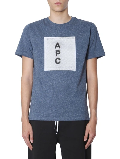 Shop Apc T-shirt With Logo In Blu
