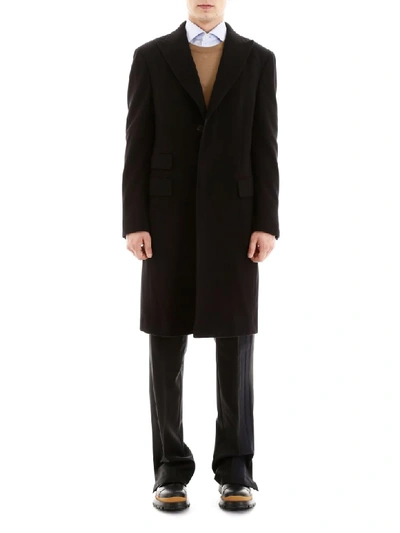 Shop Z Zegna Classic Wool Coat In Black Sld (black)