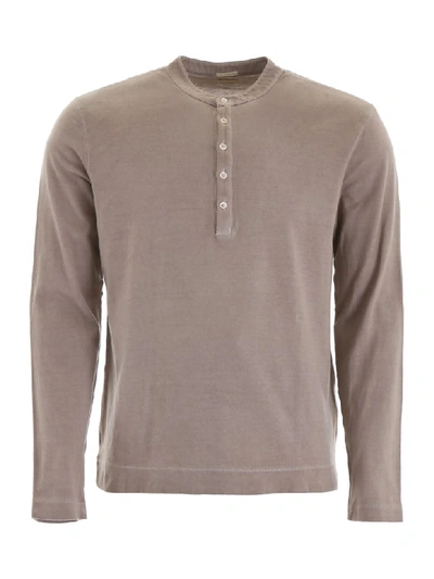 Shop Massimo Alba Henley Shirt In Spago (grey)