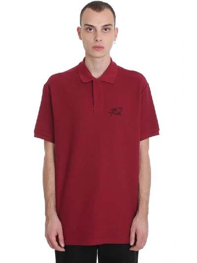 Shop Raf Simons Polo In Bordeaux Cotton