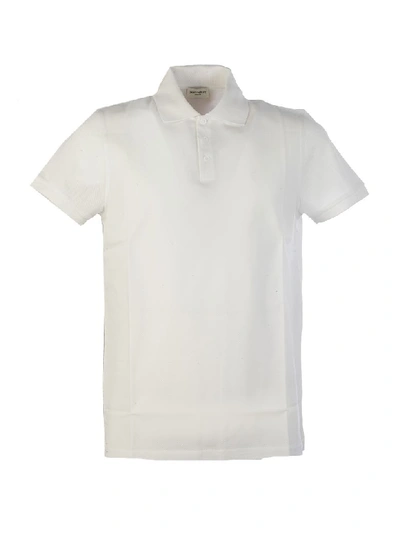 Shop Saint Laurent Short Sleeve Polo Sport In Blanc