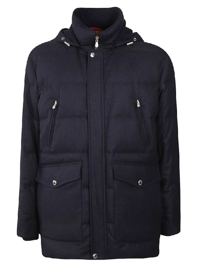 Shop Brunello Cucinelli Hooded Padded Jacket In Navy Mélange