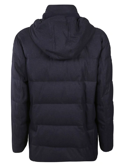 Shop Brunello Cucinelli Hooded Padded Jacket In Navy Mélange