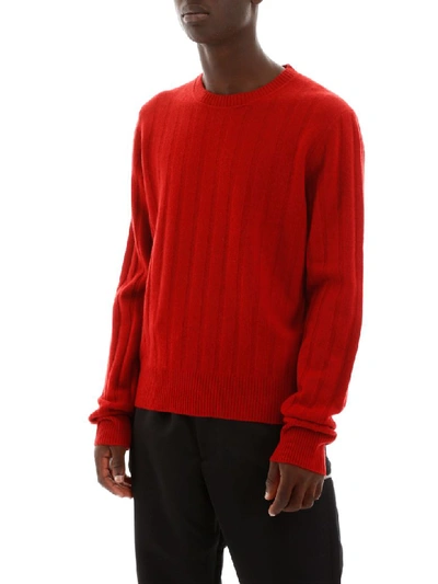 Shop Helmut Lang Ribbed Pull In Lava (red)
