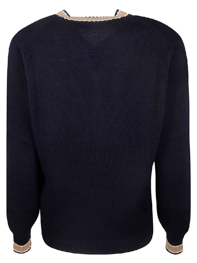 Shop Brunello Cucinelli V-neck Sweatshirt In Blue/beige