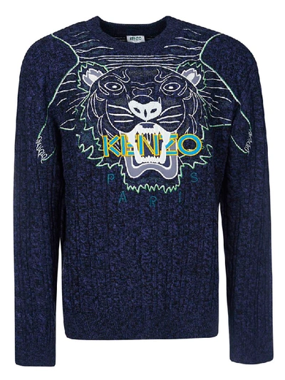 Shop Kenzo Claw Tiger Sweater In Blue