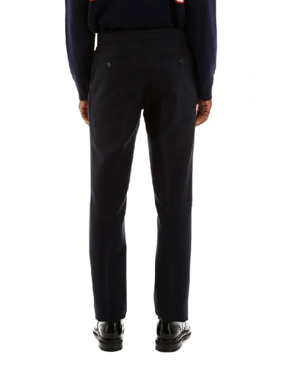 Shop Burberry Tailoring Trousers With Studs In Midnight Blue (blue)