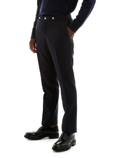 Shop Burberry Tailoring Trousers With Studs In Midnight Blue (blue)