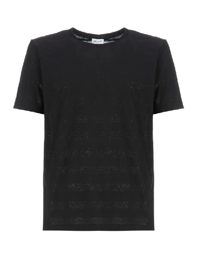 Shop Saint Laurent Short Sleeve T-shirt In Noir/noir Brillant