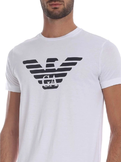 Shop Emporio Armani Logo Cotton T-shirt In Bianco