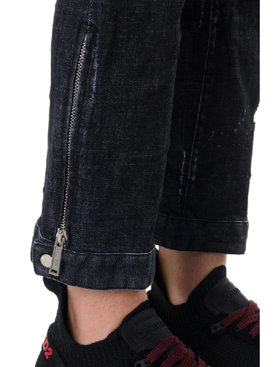 Shop Dsquared2 Black Cropped Cotton Jeans