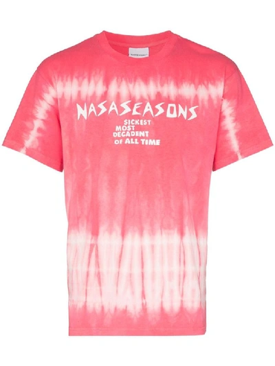 Shop Nasaseasons Tie-dye Slogan Print T-shirt In Red White