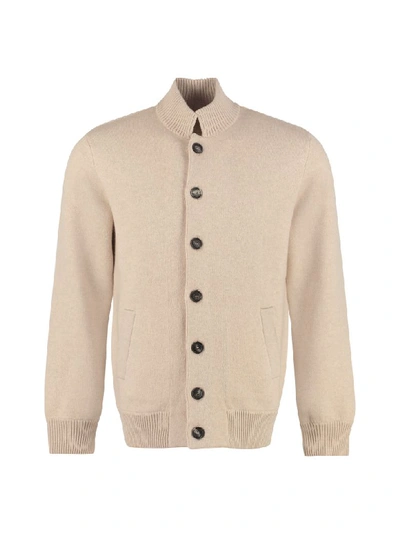 Shop Brunello Cucinelli Wool And Cashmere Cardigan In Beige