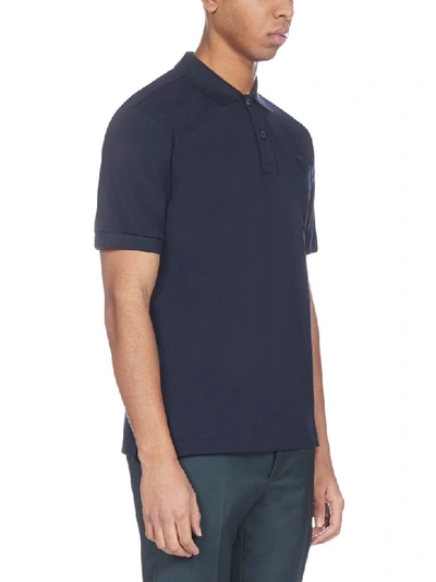 Shop Prada Logo Polo Shirt In Navy