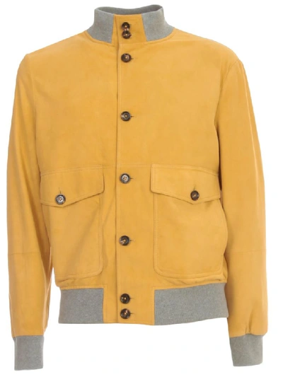 Shop Eleventy Suede Jacket Valstar In Giallo