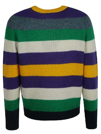 Shop Acne Studios Stripe Knit Sweater In Green/multicolor