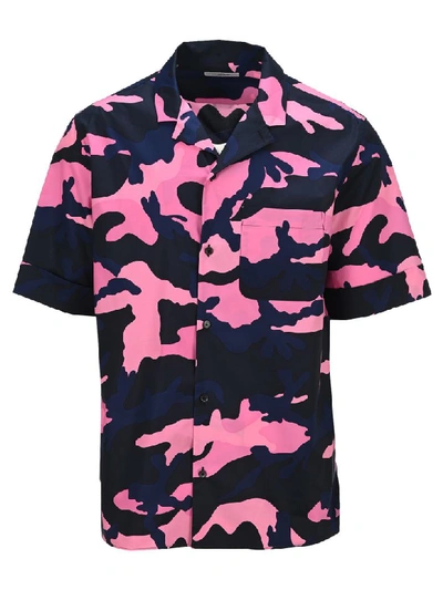 Shop Valentino Camouflage Shirt In Navy Rose