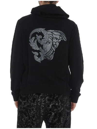 Shop Versace Back Logo Hoodie In Black