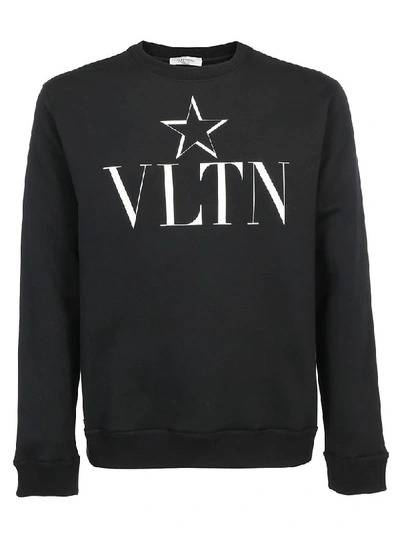 Shop Valentino Sweatshirt In Nero/vltn Stella Bianco