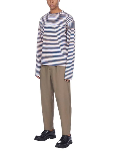 Shop Marni Striped Ls Short Sleeve T-shirt In Blue Stripes