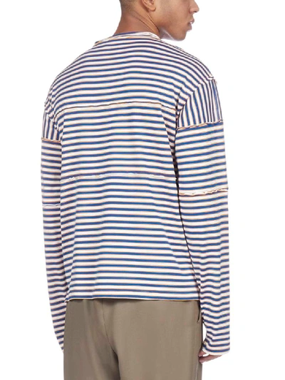 Shop Marni Striped Ls Short Sleeve T-shirt In Blue Stripes