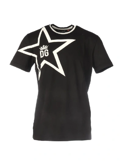 Shop Dolce & Gabbana Stars Logo Tshirt In Db Bianco Nero