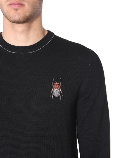 Shop Alexander Mcqueen Beetle Embroidery Sweater In Nero
