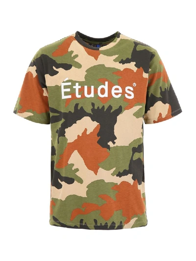 Shop Etudes Studio Camouflage Logo T-shirt In Camo Green (green)