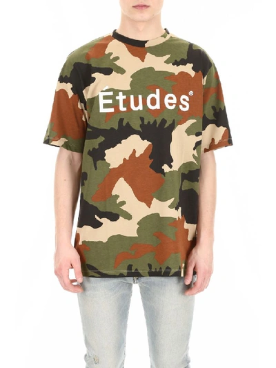 Shop Etudes Studio Camouflage Logo T-shirt In Camo Green (green)