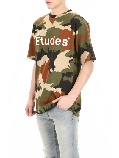 Shop Etudes Studio Camouflage Logo T-shirt In Camo Green (green)