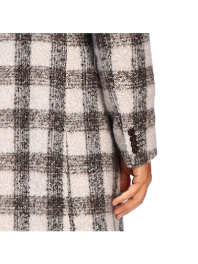 Shop Etro Medium Single-breasted Check Wool Coat In Yellow Cream