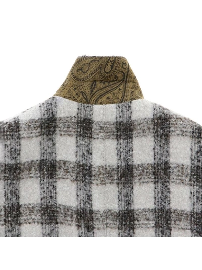 Shop Etro Medium Single-breasted Check Wool Coat In Yellow Cream