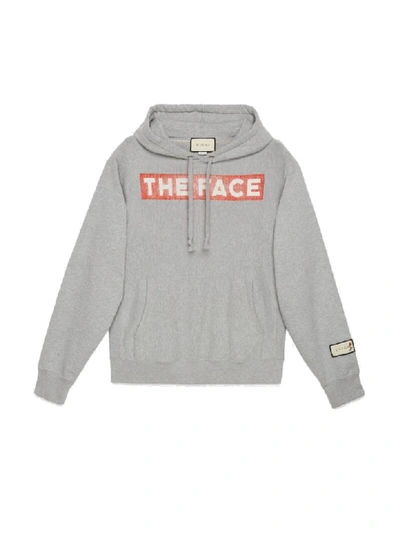 Shop Gucci The Face Sweathshirt In Grey Red