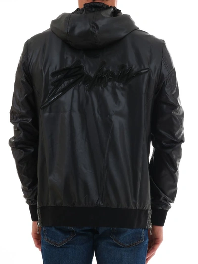 Shop Balmain Nylon Bomber Jacket In Black