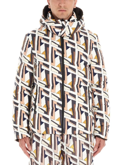 Fendi Geometric Pattern Padded Jacket In Multicolor
