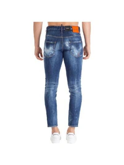 Shop Dsquared2 Dark Orange Macchia Skater Jeans In Blu