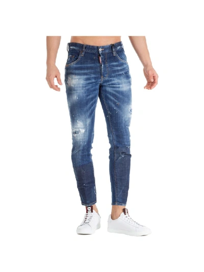 Shop Dsquared2 Dark Orange Macchia Skater Jeans In Blu