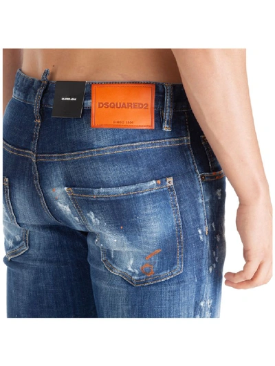Shop Dsquared2 Dark Orange Macchia Skater Jeans In Blu
