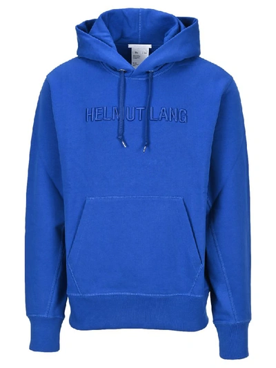 Shop Helmut Lang Embroidered Logo Hoodie In Azurite