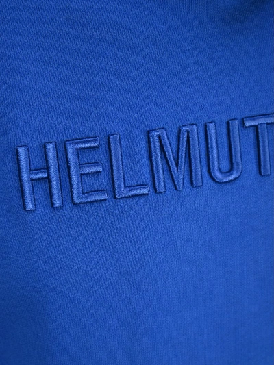 Shop Helmut Lang Embroidered Logo Hoodie In Azurite
