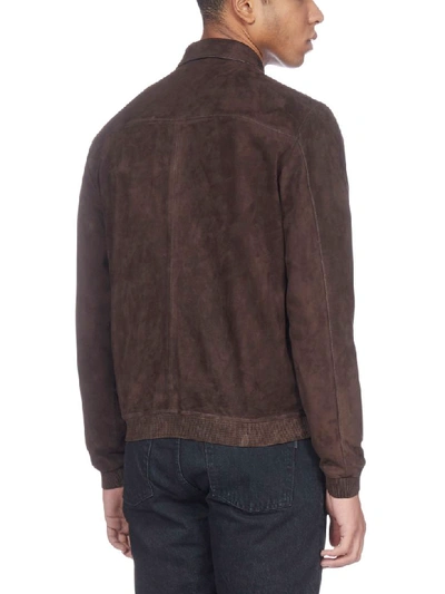 Shop Ajmone Suede Bomber Jacket In Coffee