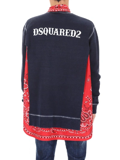 Shop Dsquared2 Sweatshirt With Bandana Print In Navy Blue (blue)
