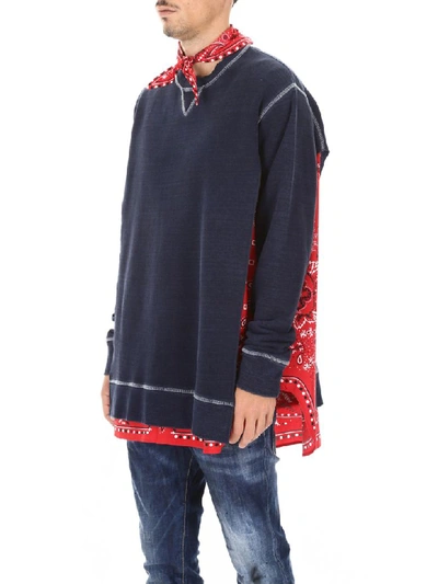 Shop Dsquared2 Sweatshirt With Bandana Print In Navy Blue (blue)